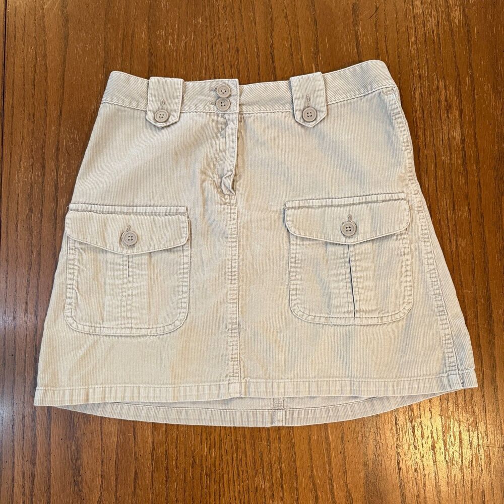 Bass Bill Bass & Co Corduroy Cargo Mini Skirt Size 2 Beige Y2K Utility Cotton